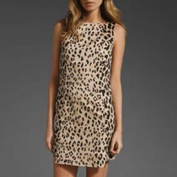 Tibi Cheetah Sateen Cotton Shift Dress in Sand Multi - Picture 3 of 12